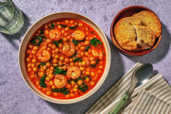 Espinacas con garbanzos: Spanske kikærter og rejer