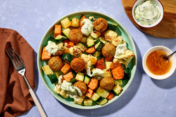 Gyldenbagt sød kartoffel og falafel
