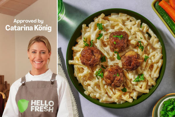Svenske 'köttbullar' og cremet makaroni
