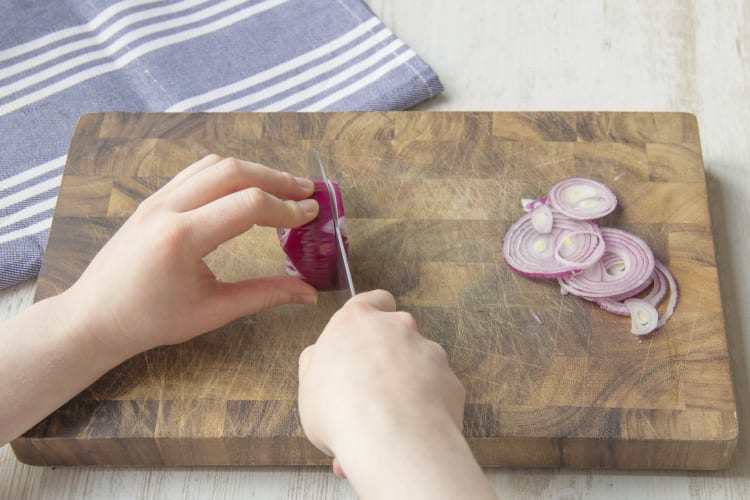 Slice onion into rings