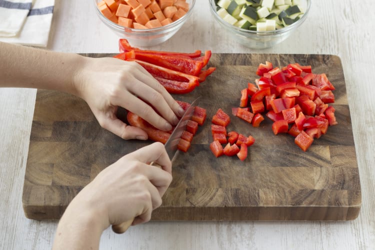 Cut the peppers into bite-sized chunks