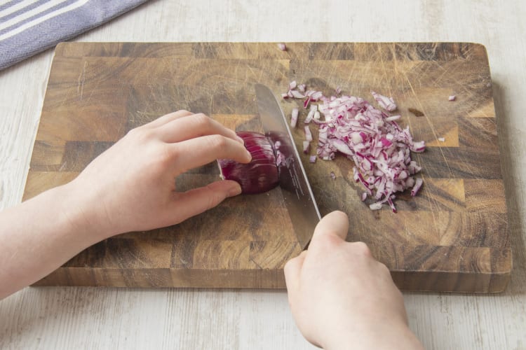 Dice the red onions