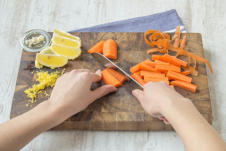 Cut carrot in sticks