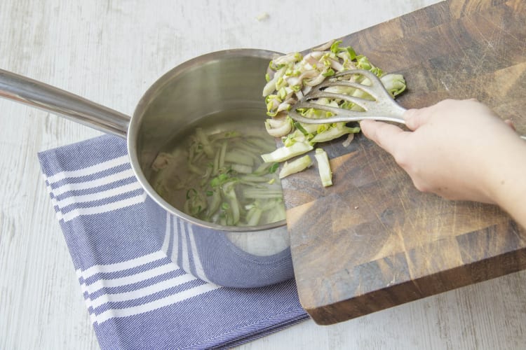 Remove chard with slotted spoon