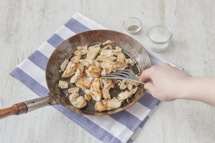 Cook chicken until golden brown