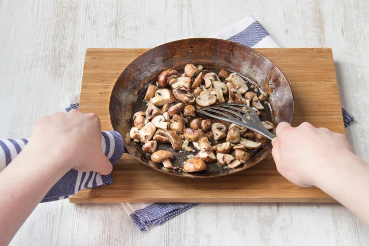Sauté mushrooms and garlic