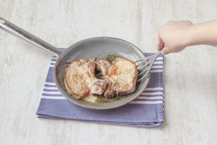 Searing the pork chops