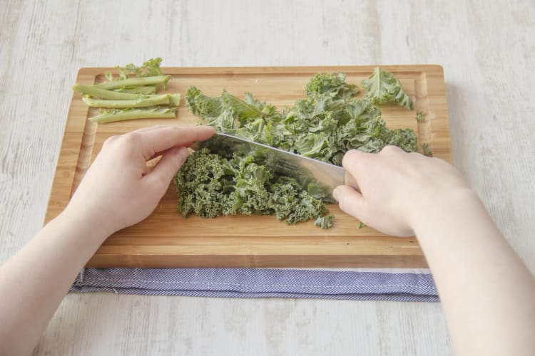 Chop mustard greens