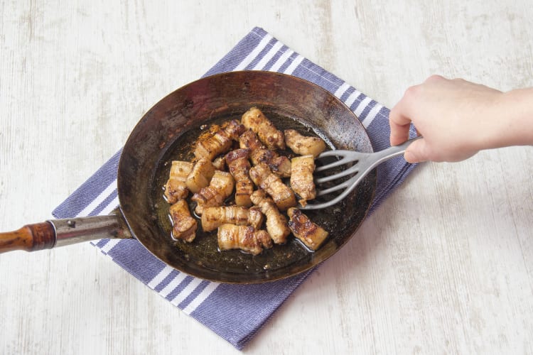 Put the pork belly in a heated pan