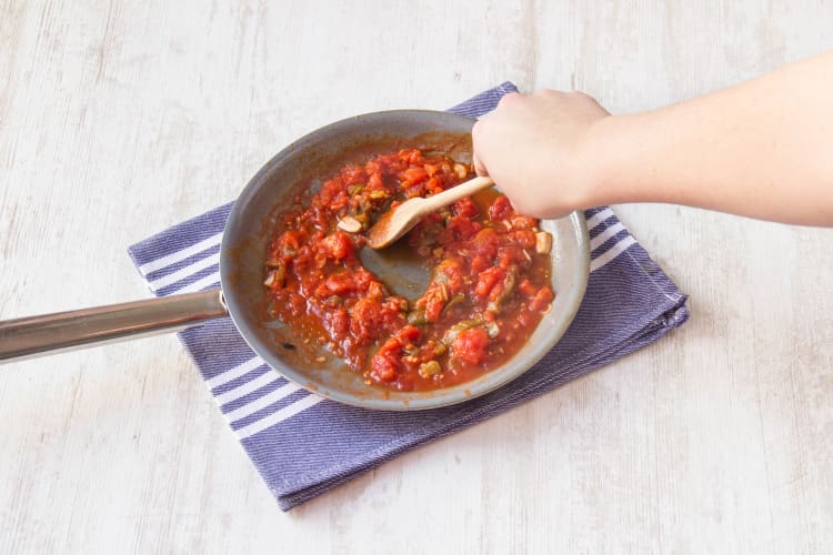 Bubble away the tomatoes until you have a thick sauce