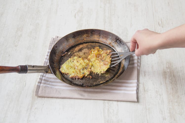 Flatten and cook the potato mixture