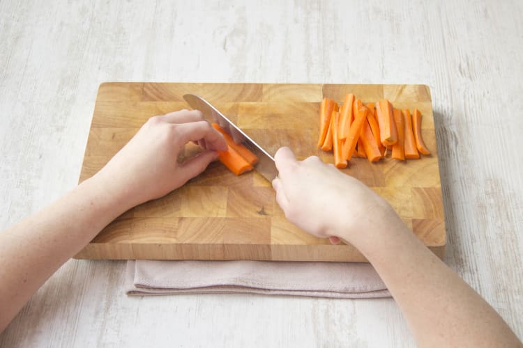 Chop the carrot lengthwise