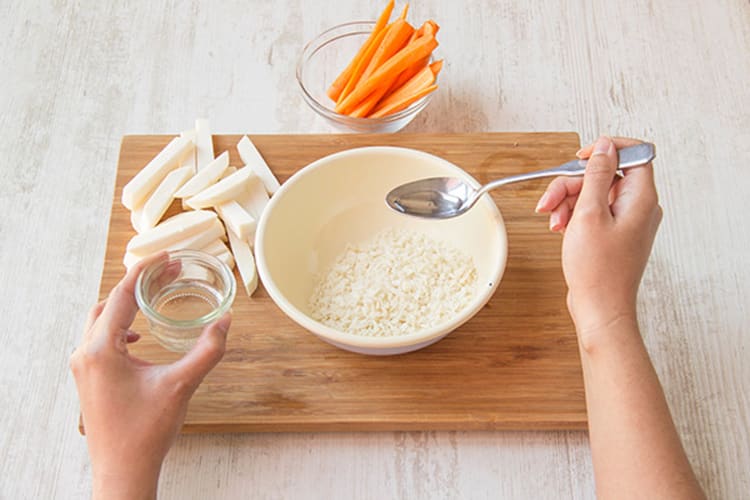 Combine panko with water