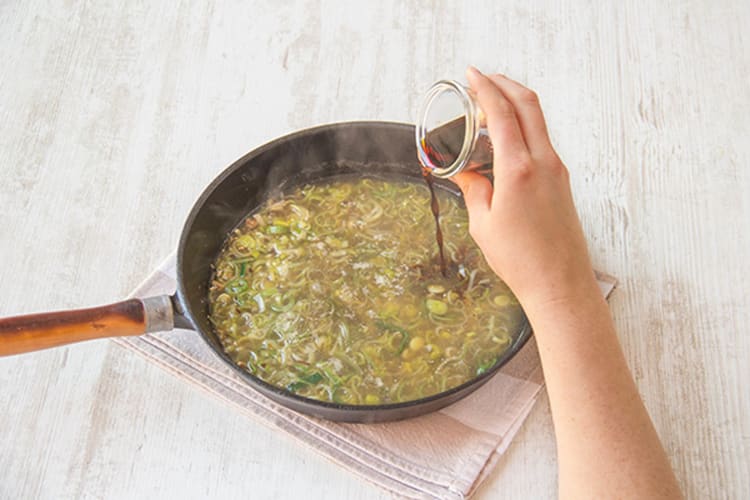 Add water, soy sauce and stock concentrate