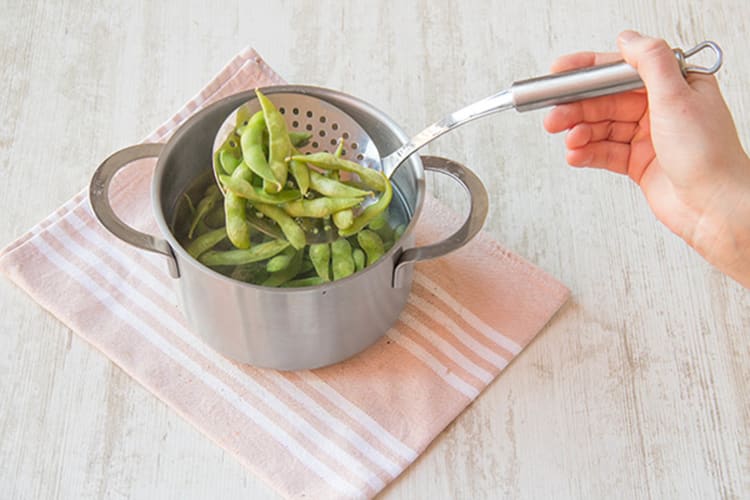 Cook peas and edamame