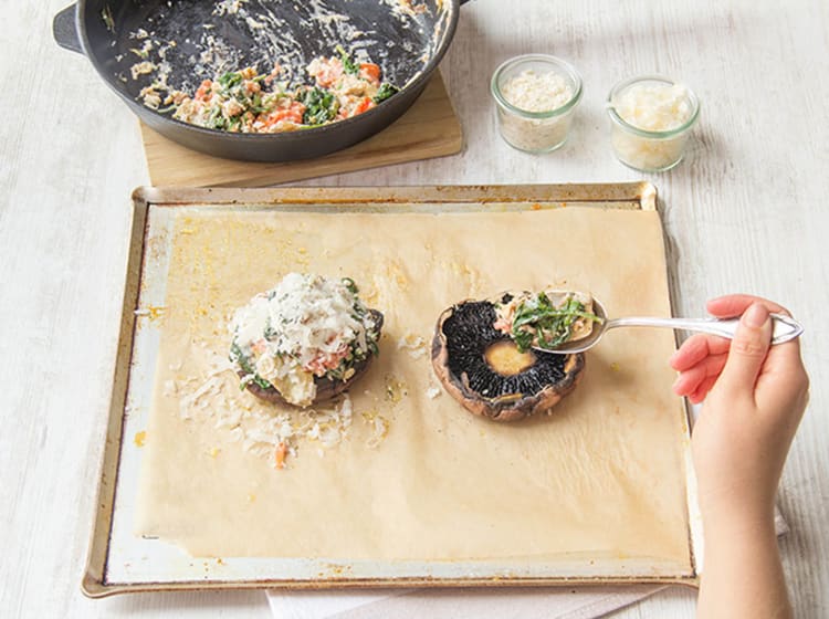 Stuff and bake the Portobello mushrooms