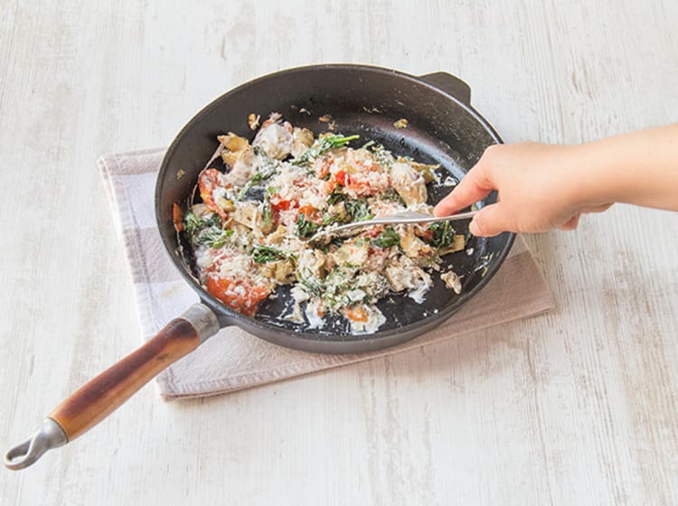 Remove pan from heat and stir remaining ingredients