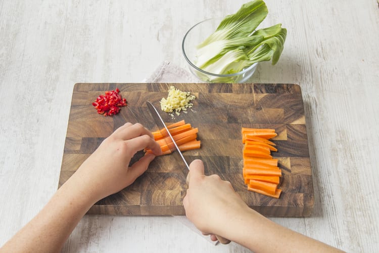 Slice your carrot into 4cm strips