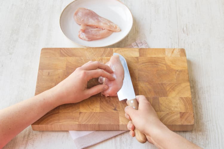 Butterfly the chicken breasts