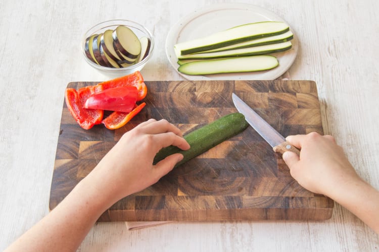 Slice pepper into 4 'panels'