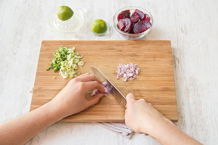 Prep beets, scallions, shallots, lime