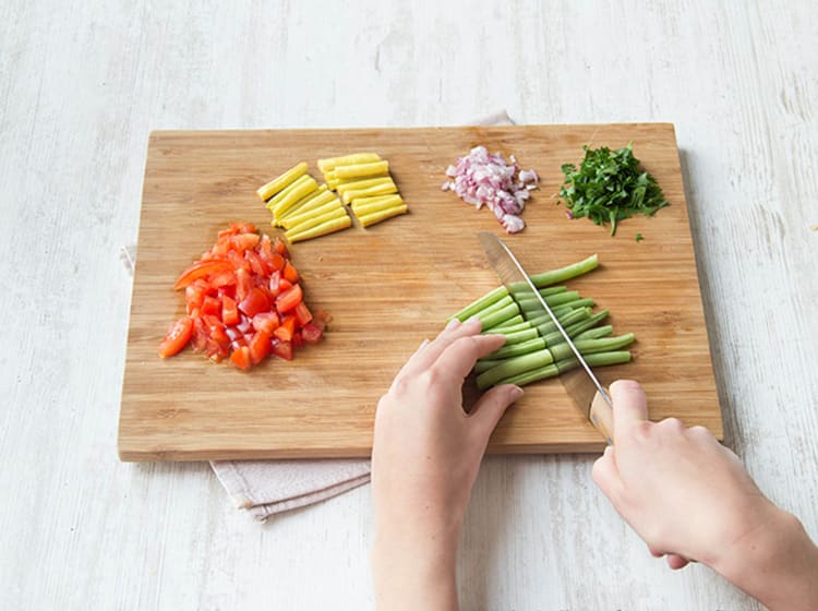 Prep the beans for the salad