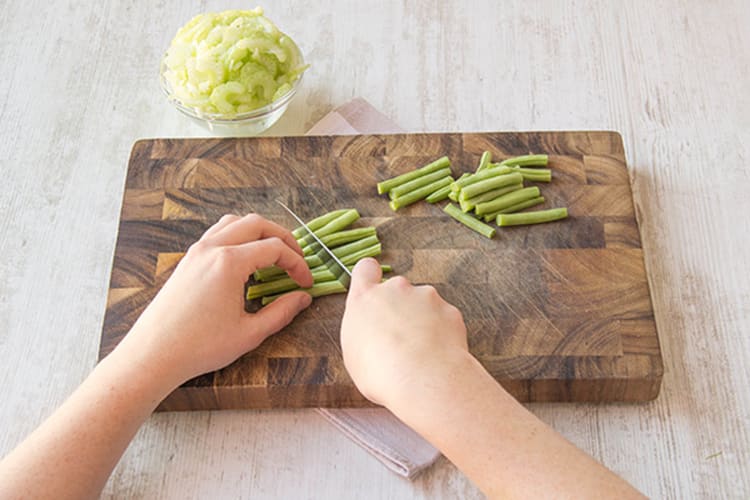 Prep the vegetables and herbs