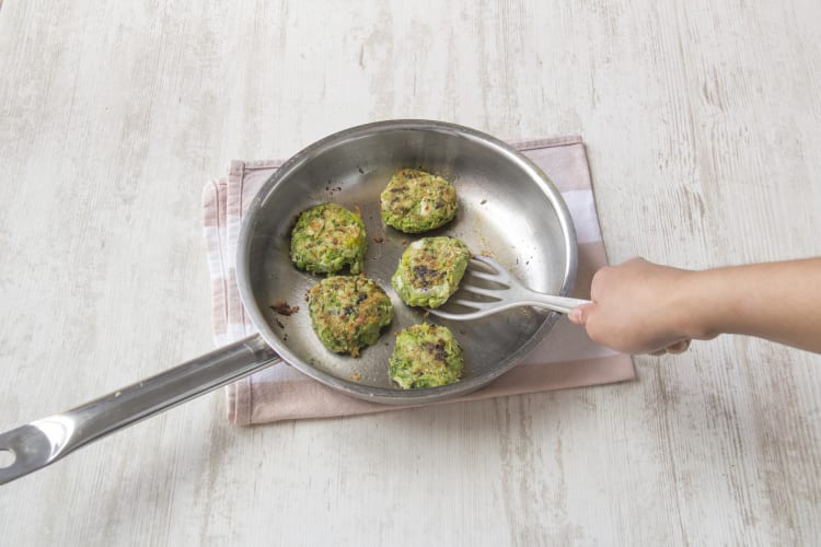 Pan-Fry the Pea & Leek Fritters