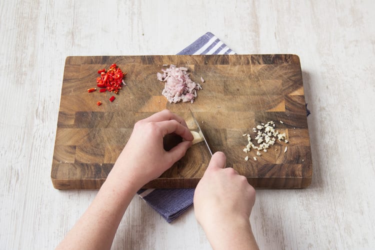 Finely dice garlic