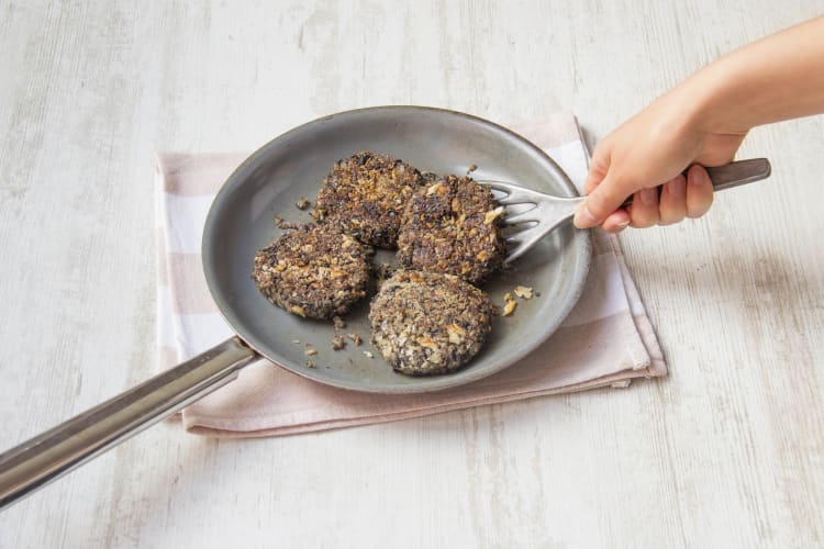 Cook the black bean cakes