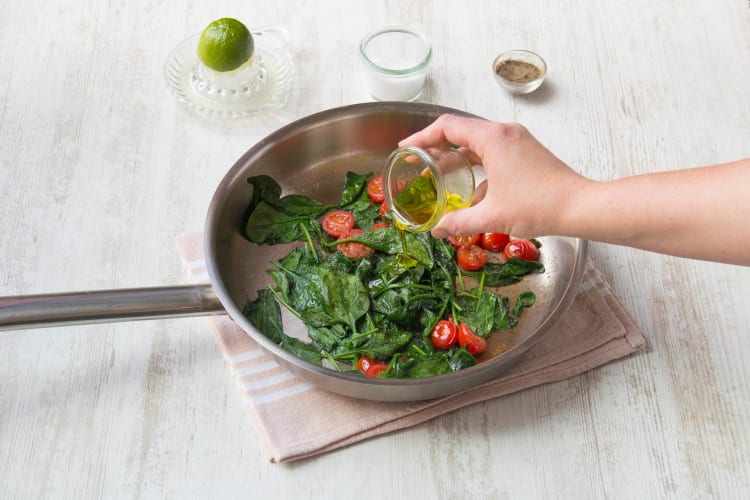 Make the wilted spinach salad