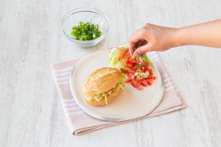 Plate the iceberg wedge alongside the po'boy