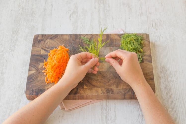 Pick the dill fronds from the stems