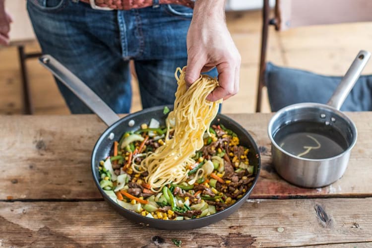 Add your noodles to the pan