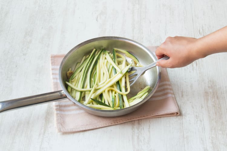 Fry the garlic and courgettes