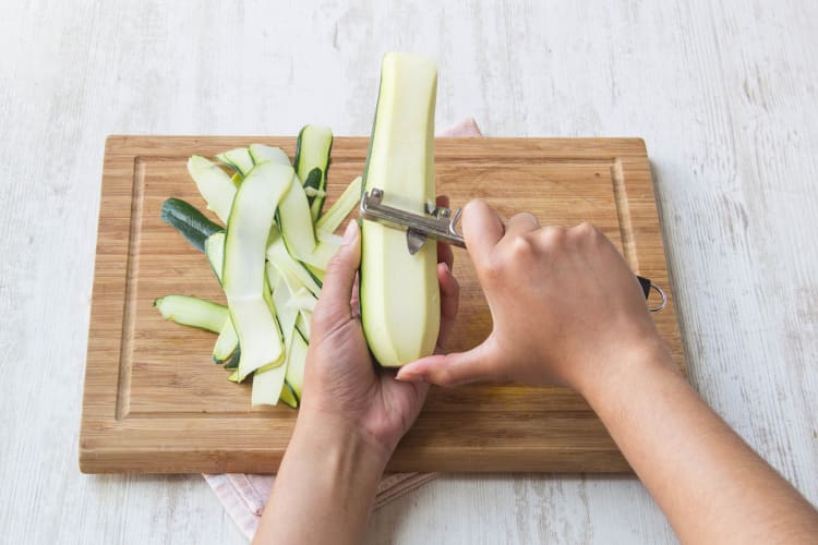 Shave the zucchini into ribbons