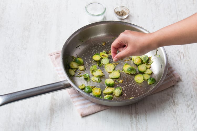 Cook the shredded Brussels sprouts