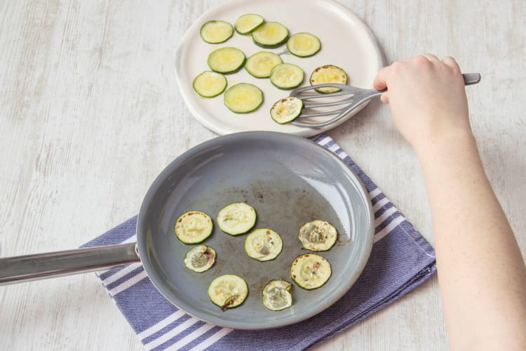 Fry the courgettes in a pan
