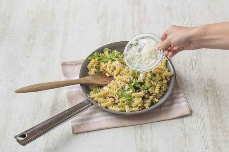 Add the cheese to the pan