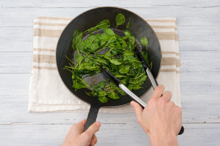 Cook the baby spinach