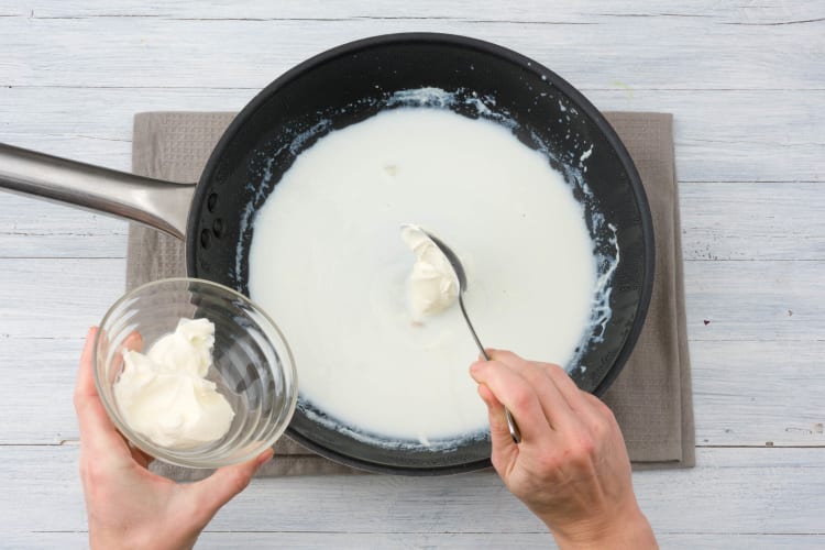Add your creme fraiche to the pan