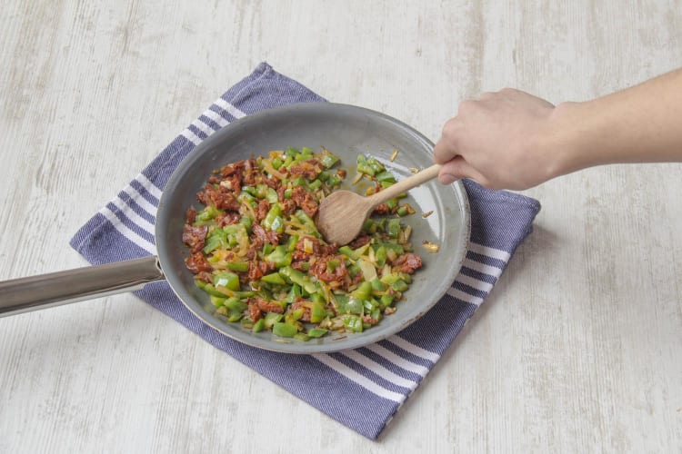 Add your chorizo to the pan