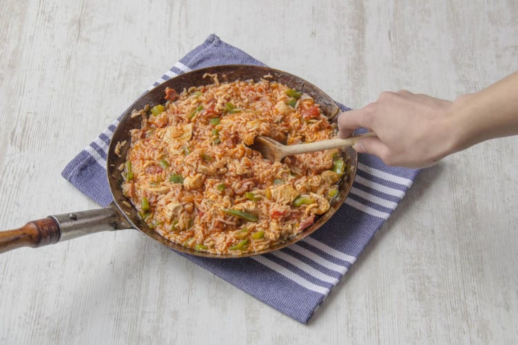 Stir your jambalaya and taste to see if it's cooked