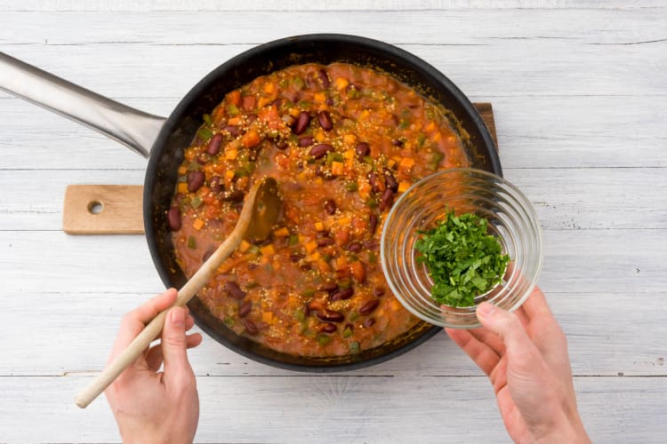 Add your coriander to the chilli