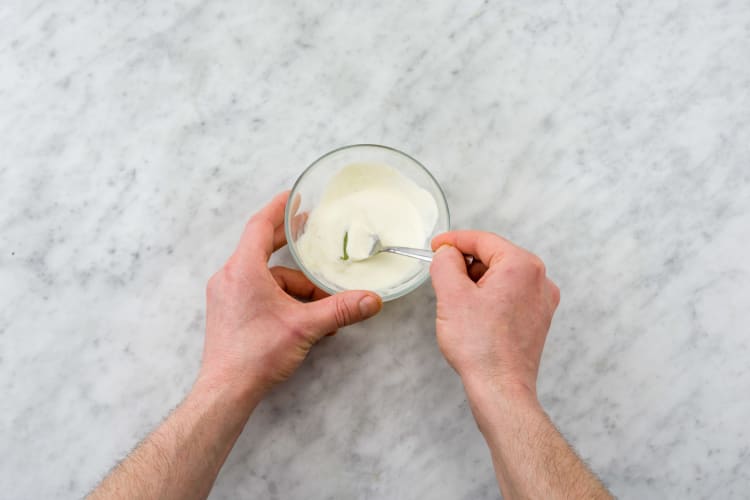 Combine mayonnaise and wasabi