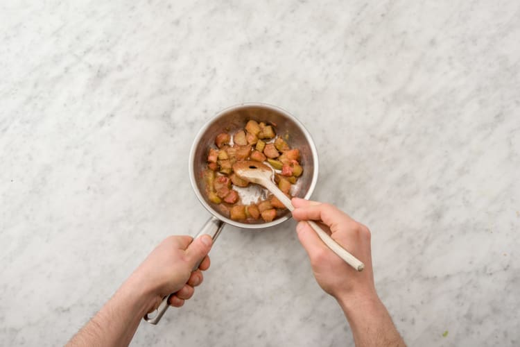 Glaze the rhubarb