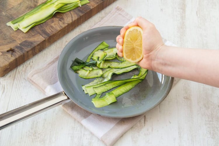 Cook the zucchini ribbons