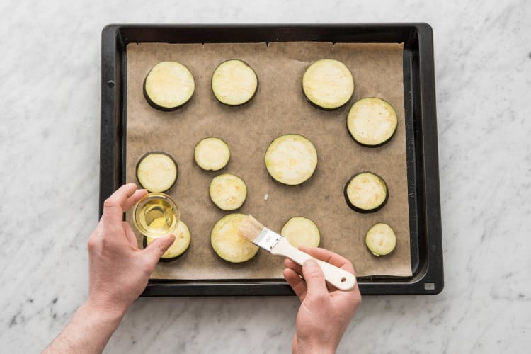 Bake the eggplant