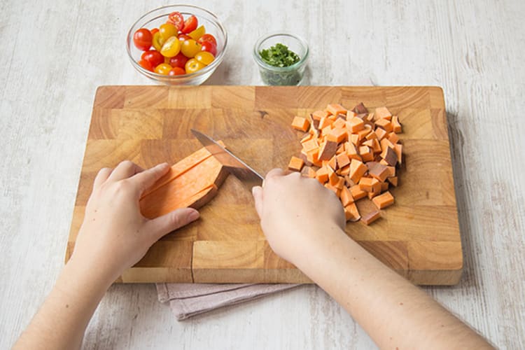 Chop the sweet potato