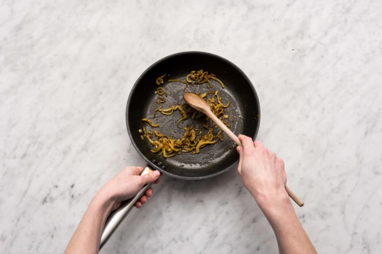 Soften the brown onion